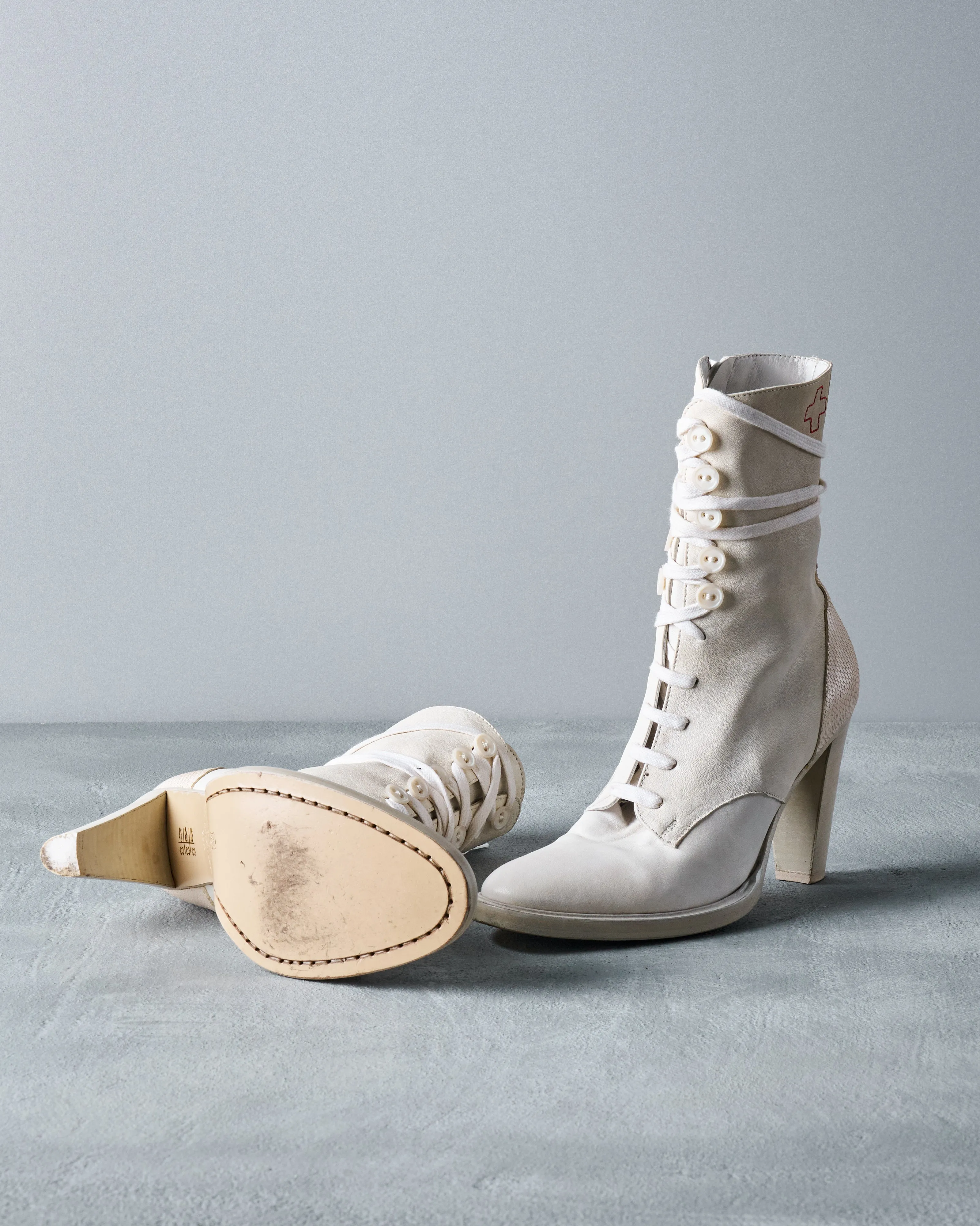 A. F. Vandevorst Buttoned lace-up heeled boots