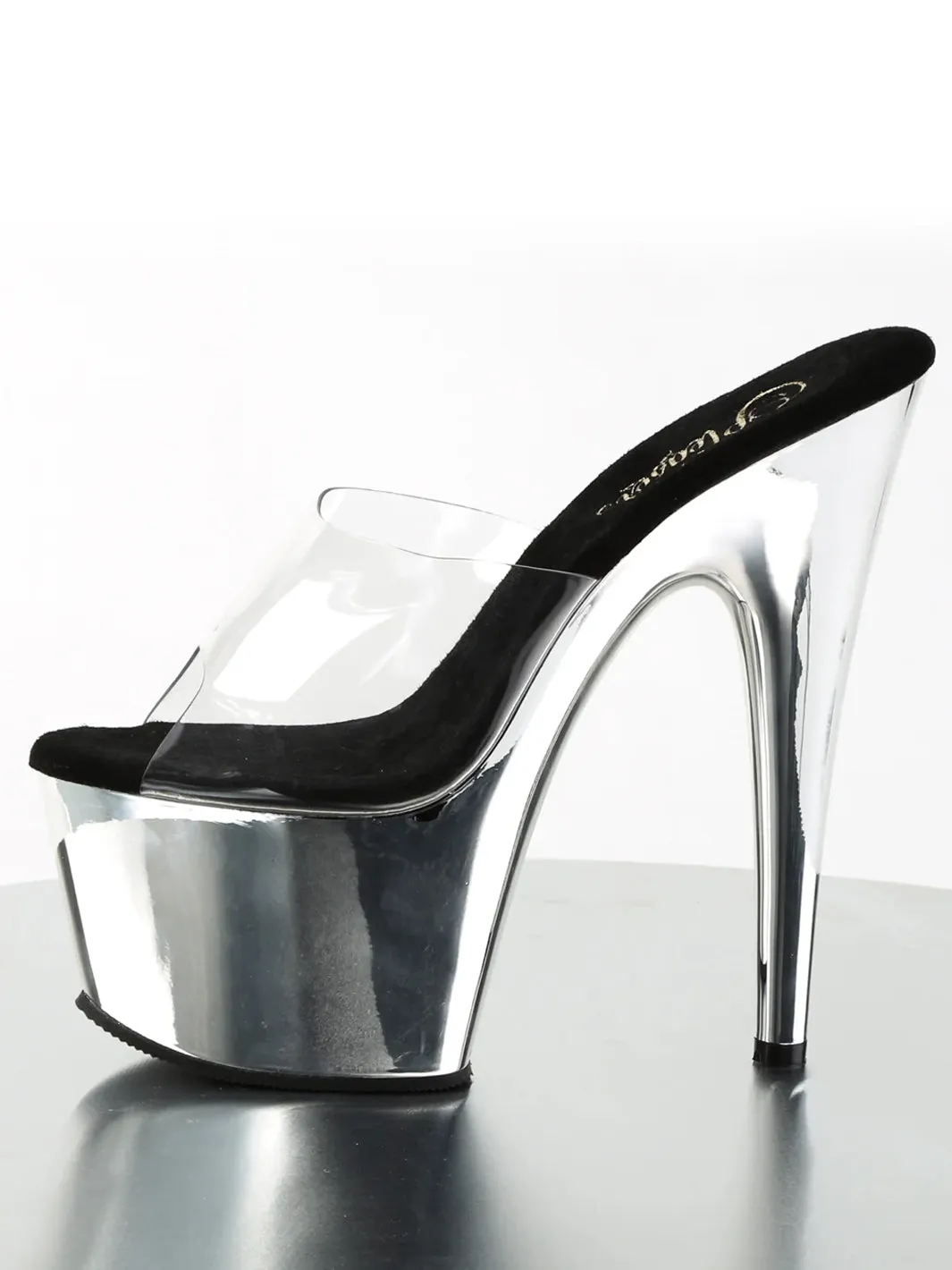 ADORE-701 HEELS - CLEAR / SILVER ✰ PRE ORDER ✰
