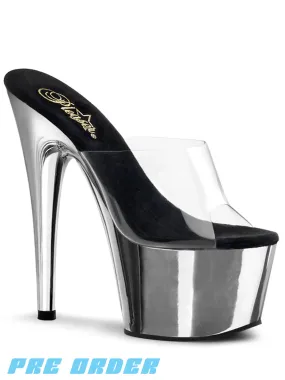 ADORE-701 HEELS - CLEAR / SILVER ✰ PRE ORDER ✰