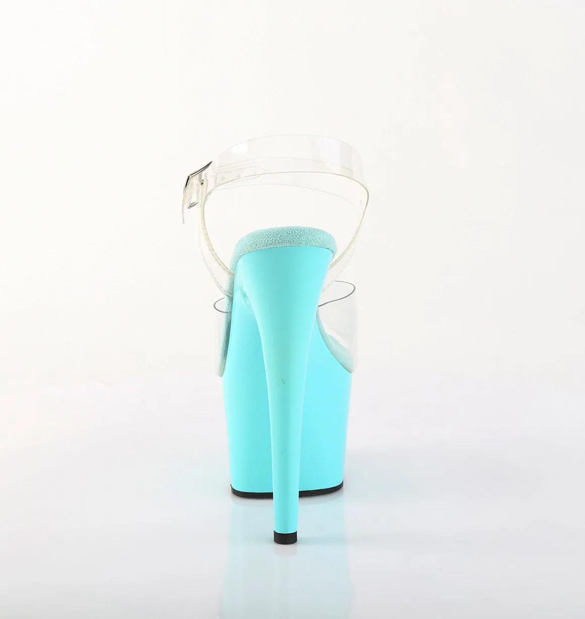 Adore 708 Clear Upper Ankle Strap 7" Heel Aqua Platform Shoes -Direct