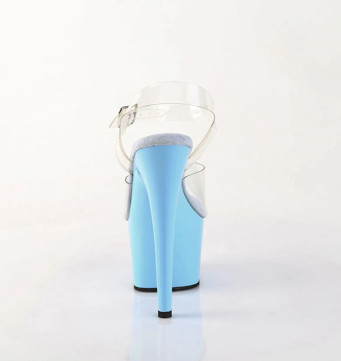 Adore 708 Clear Upper Ankle Strap 7" Heel Baby Blue Platform Shoes -Direct