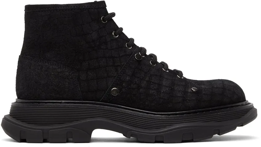 Alexander McQueen Black Croc Tread Boots