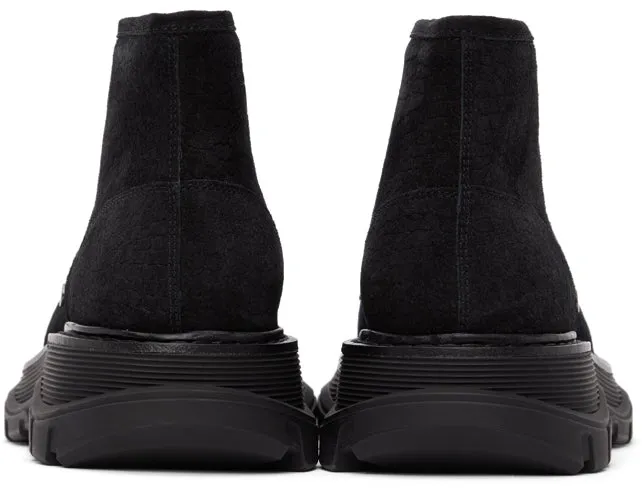 Alexander McQueen Black Croc Tread Boots
