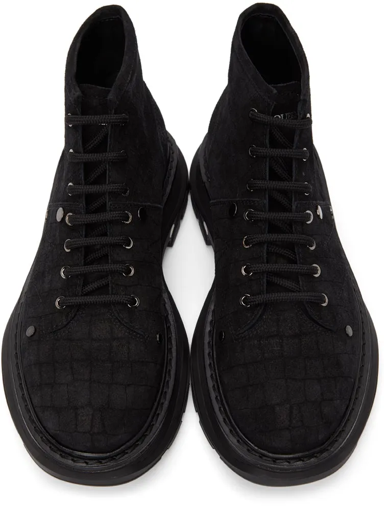Alexander McQueen Black Croc Tread Boots