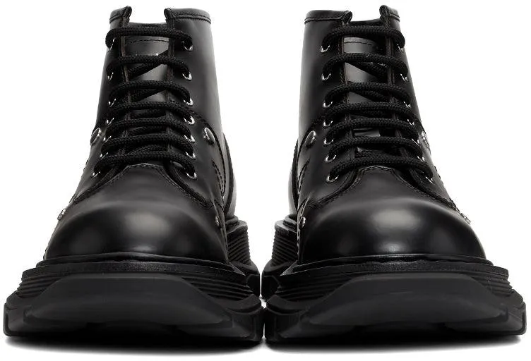 Alexander McQueen Black Tread Lace-Up Boots