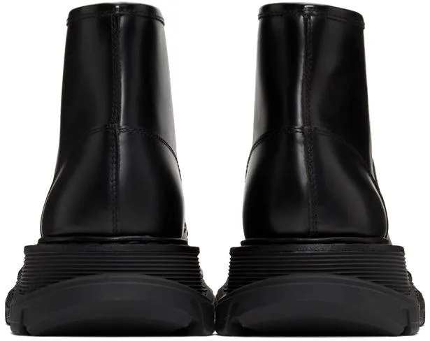 Alexander McQueen Black Tread Lace-Up Boots