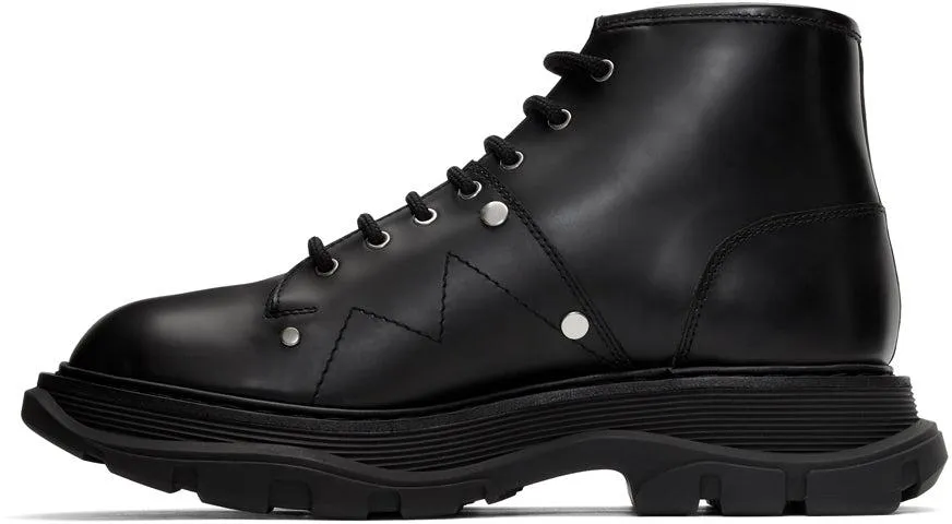 Alexander McQueen Black Tread Lace-Up Boots
