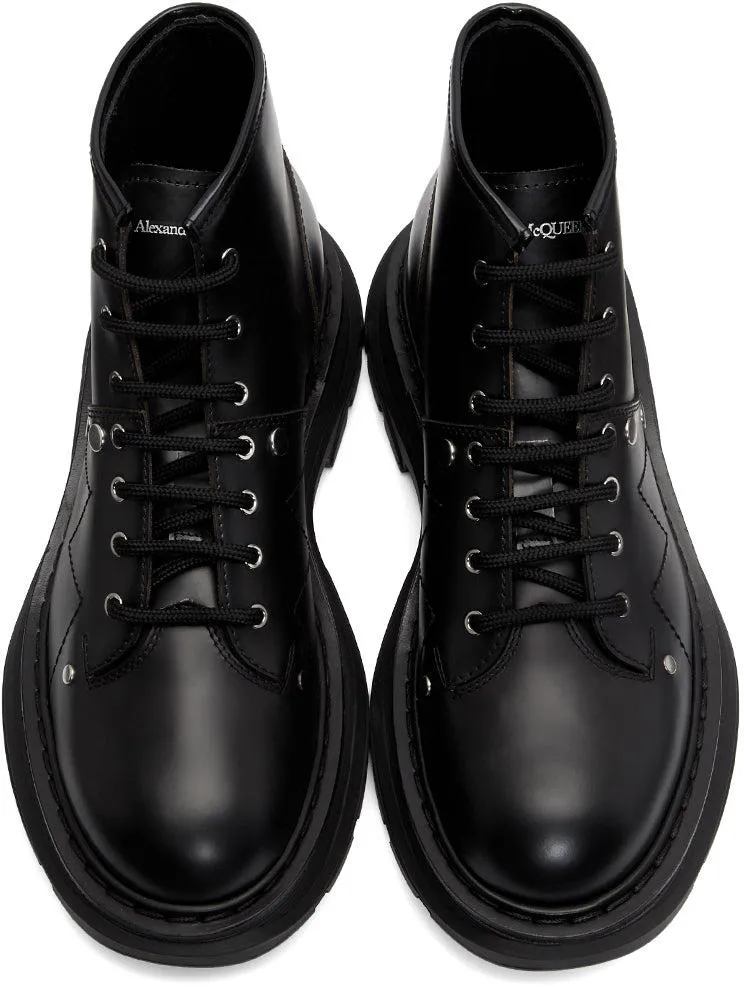 Alexander McQueen Black Tread Lace-Up Boots