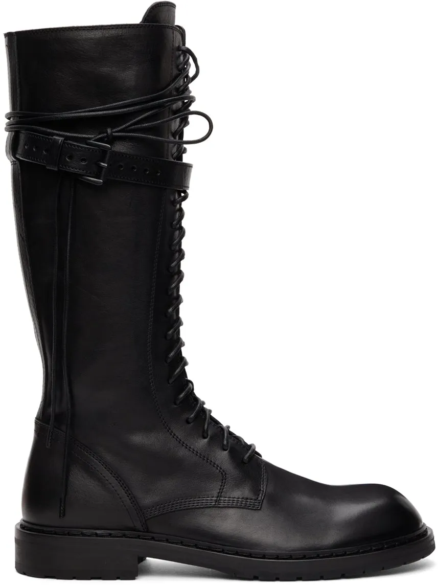Ann Demeulemeester Black Leather Knee-High Boots