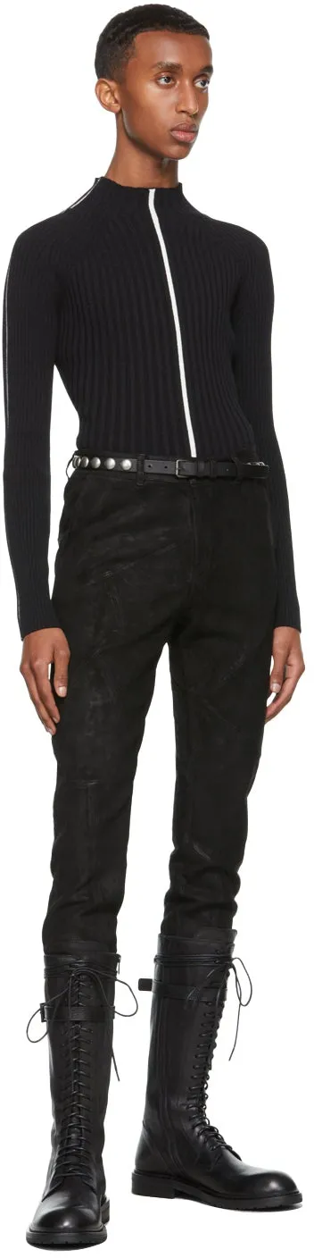 Ann Demeulemeester Black Leather Knee-High Boots