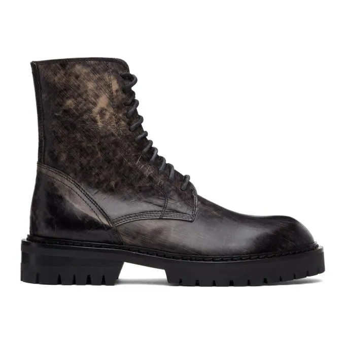 Ann Demeulemeester SSENSE Exclusive Black Distressed Tucson Lace-Up Boots