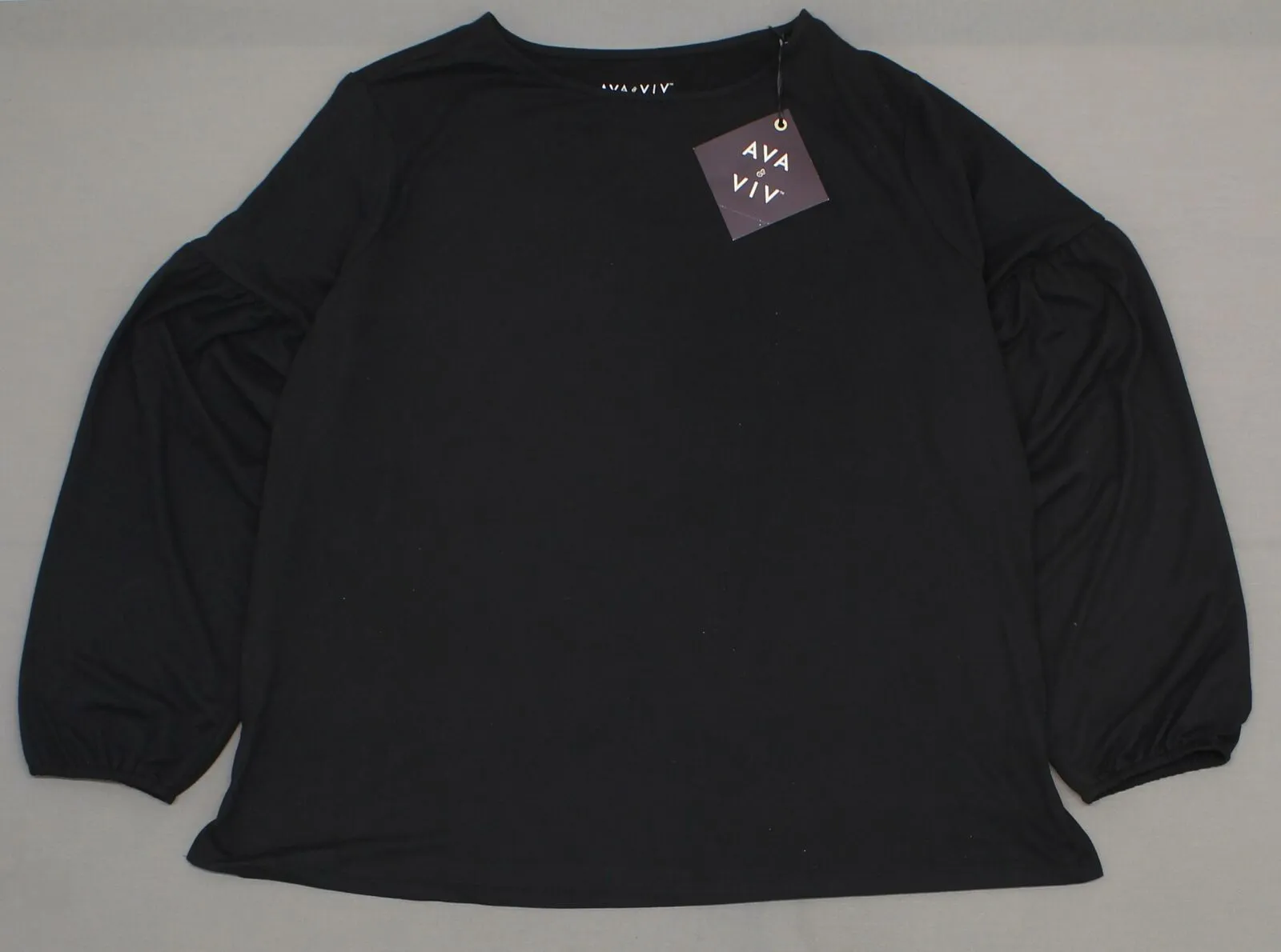 Ava & Viv Women's Plus Size Liquid Knit Pleated Long Sleeve Knit Top Shirt