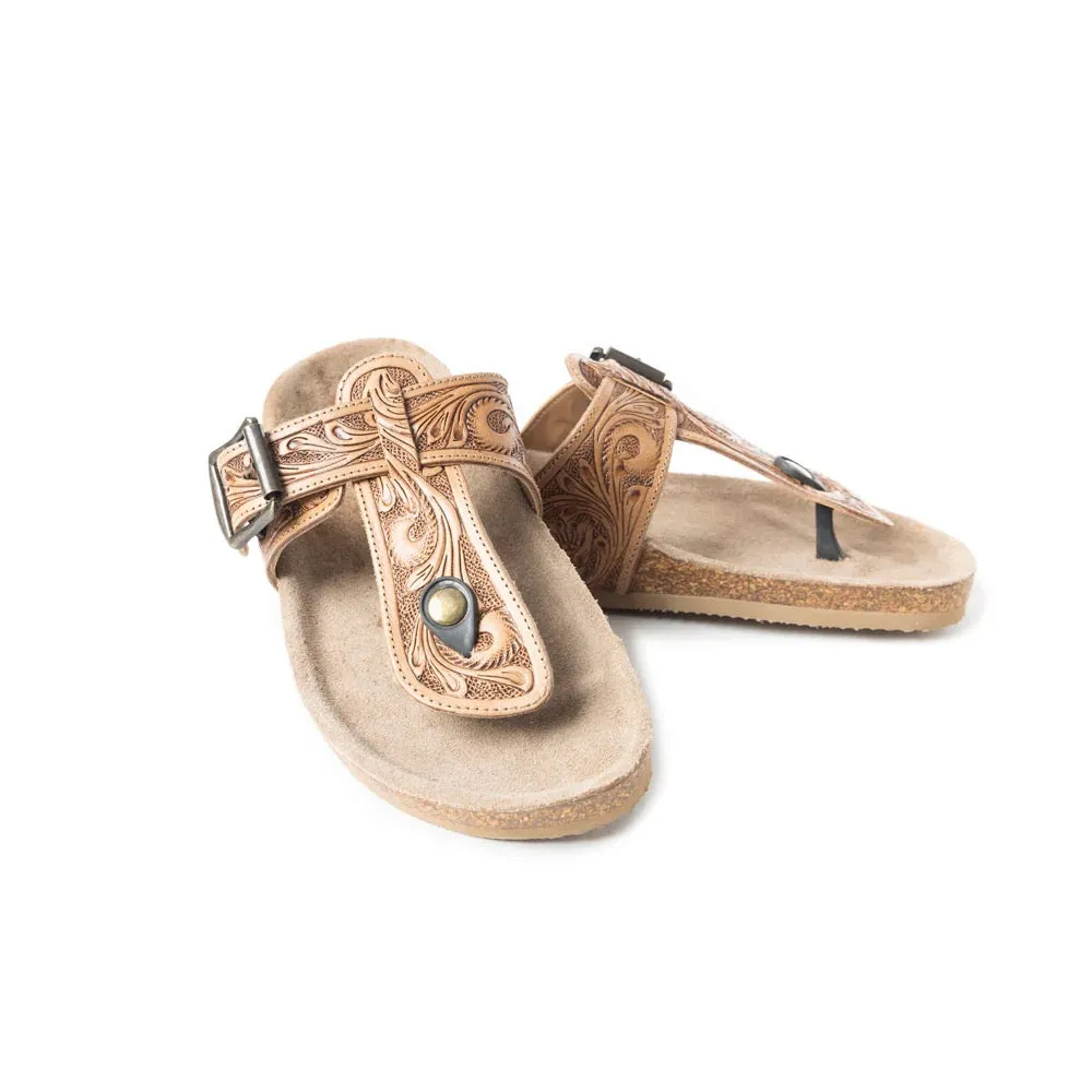 Balinda Ridge Hand Tooled Leather Sandals