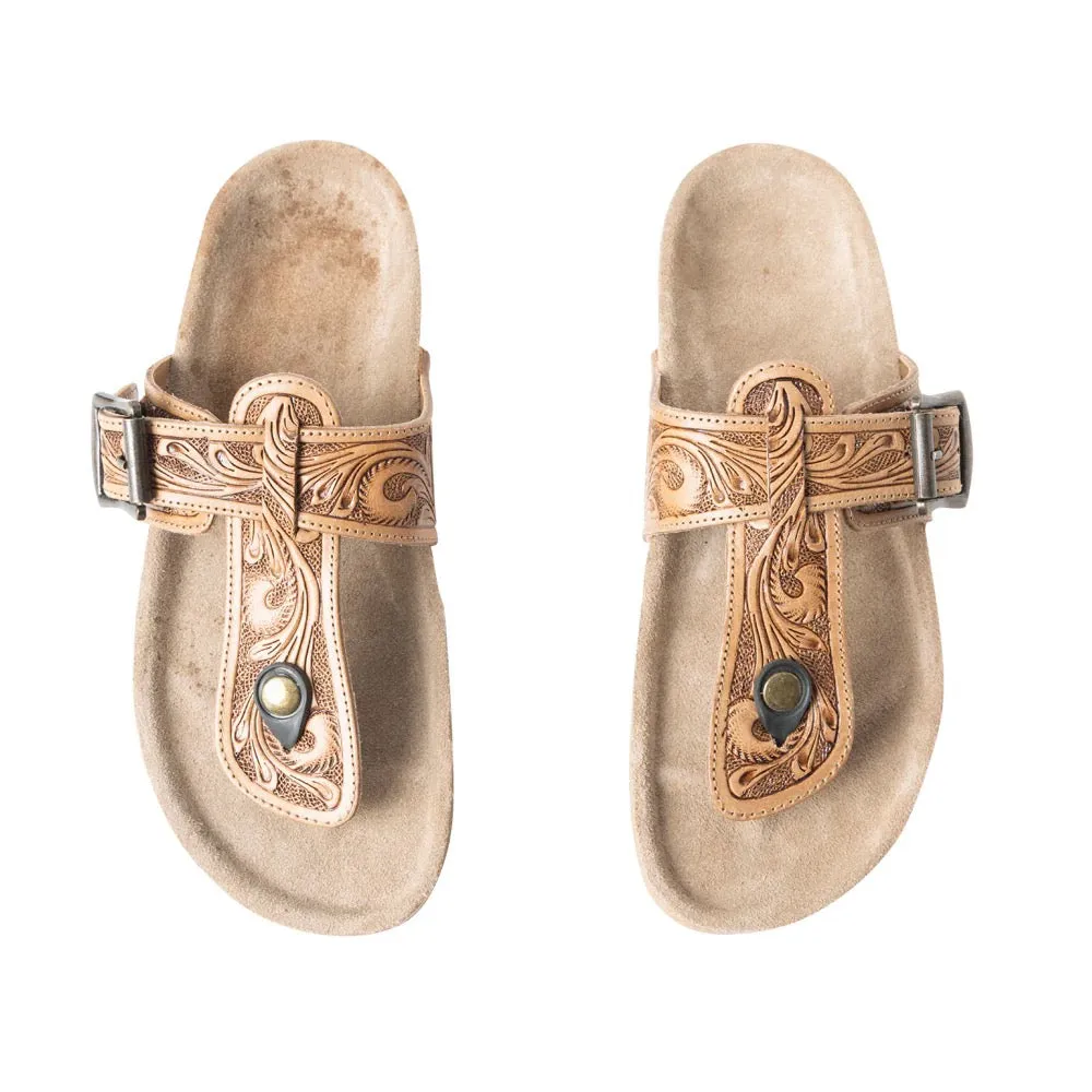 Balinda Ridge Hand Tooled Leather Sandals