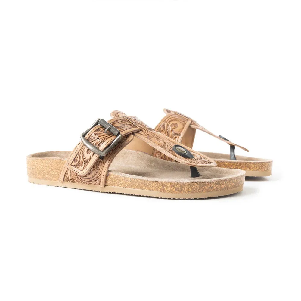 Balinda Ridge Hand Tooled Leather Sandals