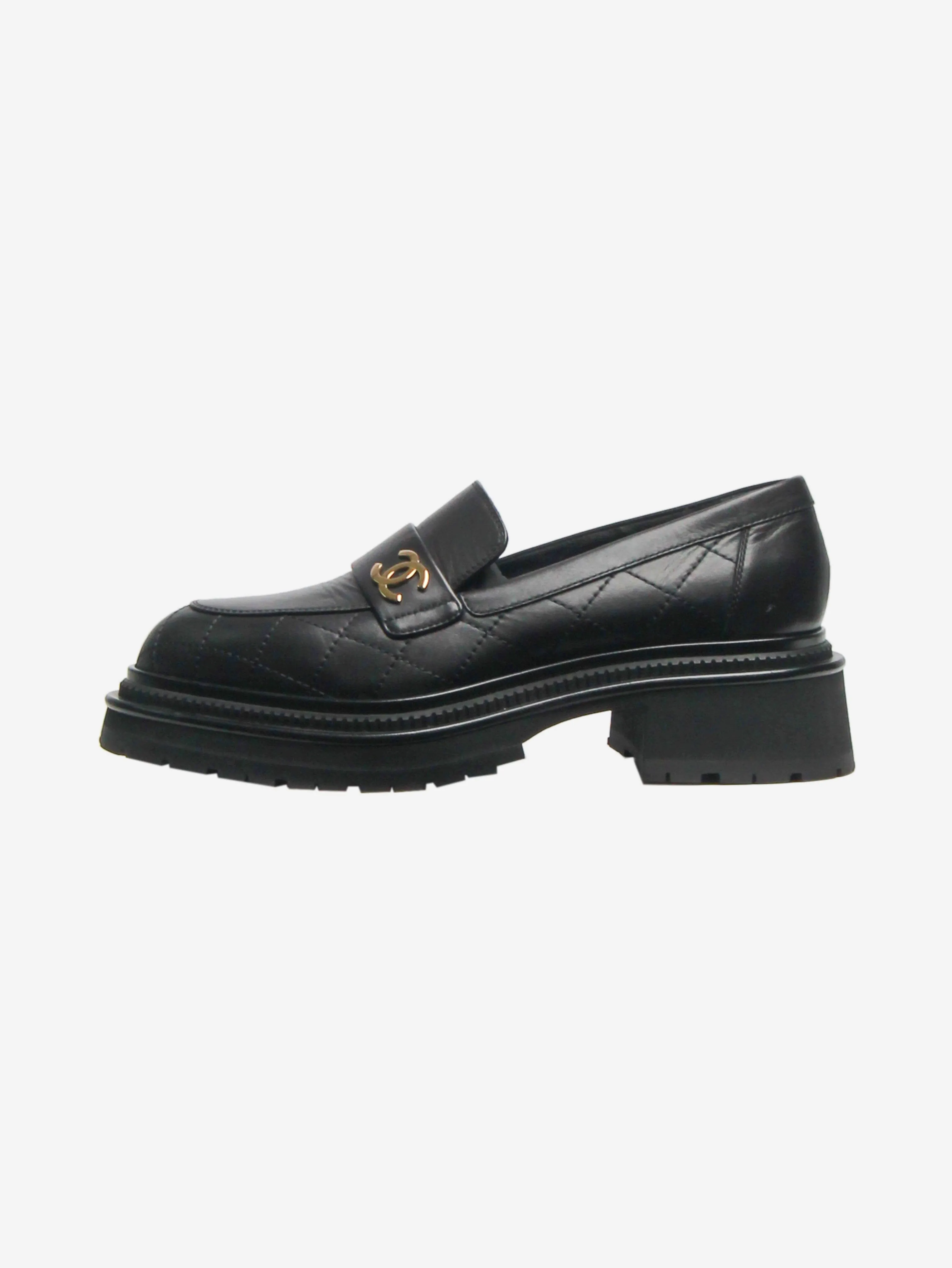 Black CC platform quilted loafers - size EU 39.5