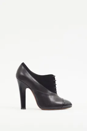 Black Leather & Suede Lace Up Bootie