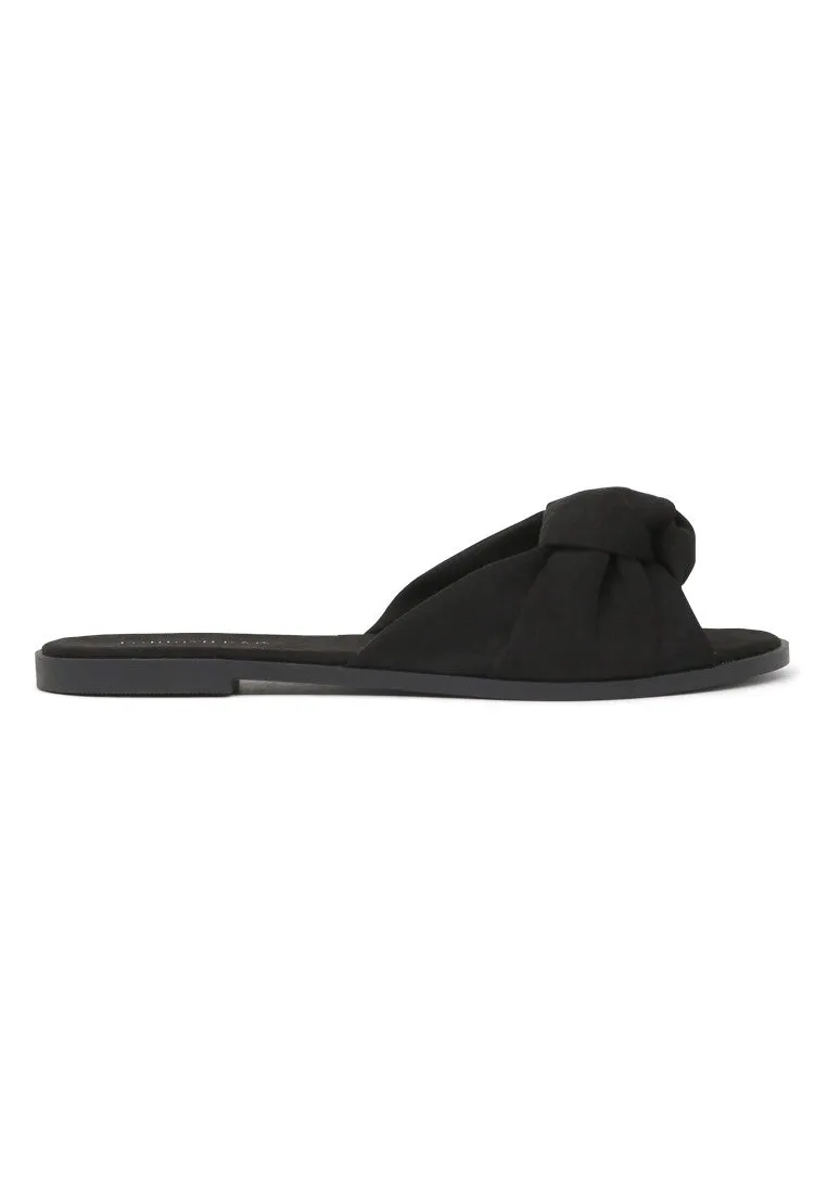Black Satin Knotted Sandal