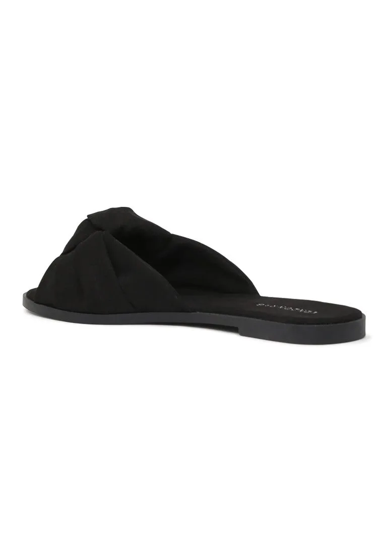 Black Satin Knotted Sandal