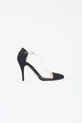Black Satin PVC Trimmed Heel