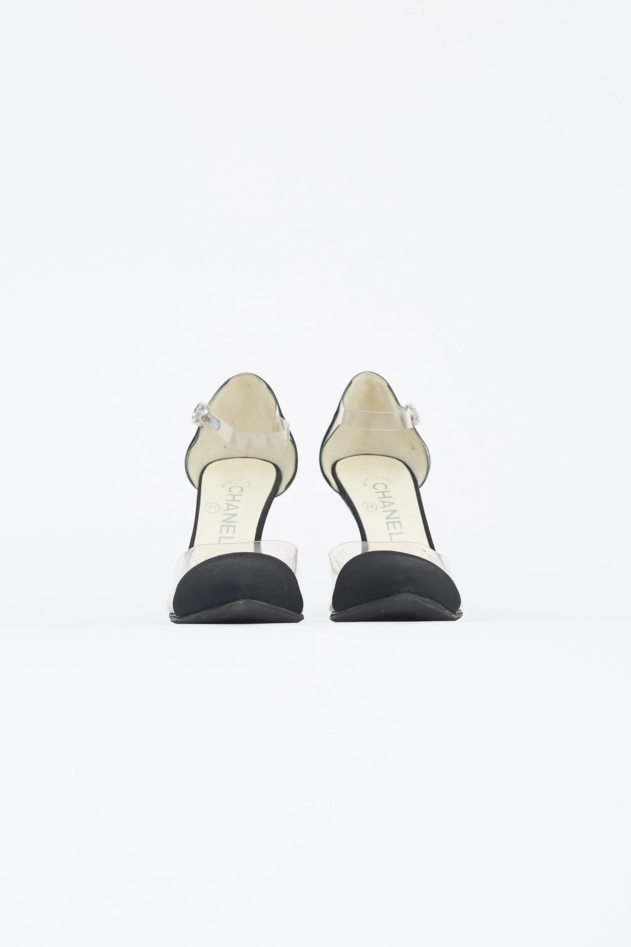 Black Satin PVC Trimmed Heel
