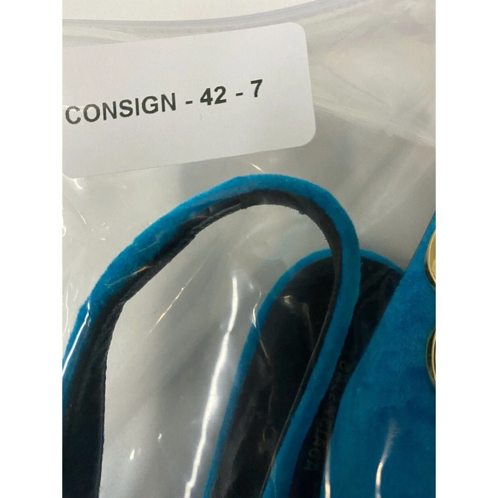 Blue Turquoise Velvet BB Knife Knit Slingback Flats