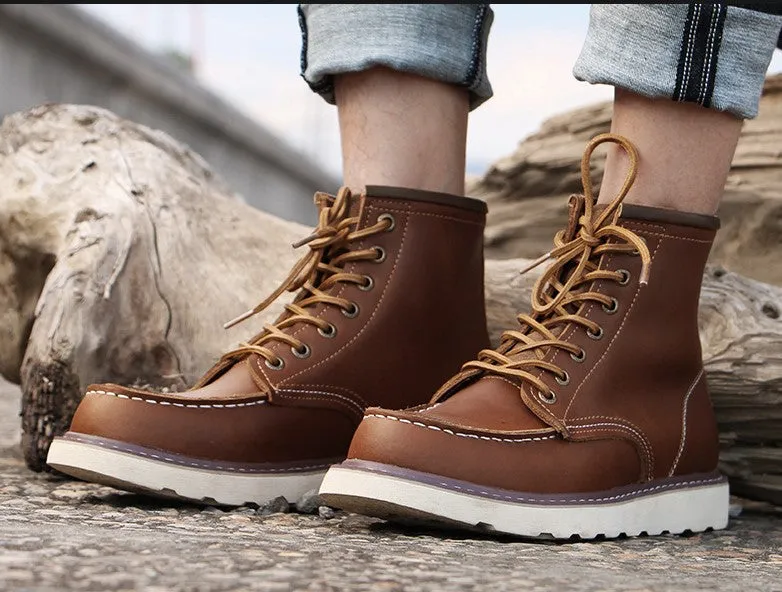 BOOPDO MESS DESIGN LEATHER HIKER BOOTS