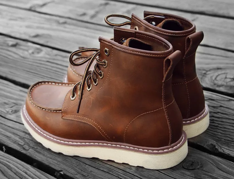 BOOPDO MESS DESIGN LEATHER HIKER BOOTS