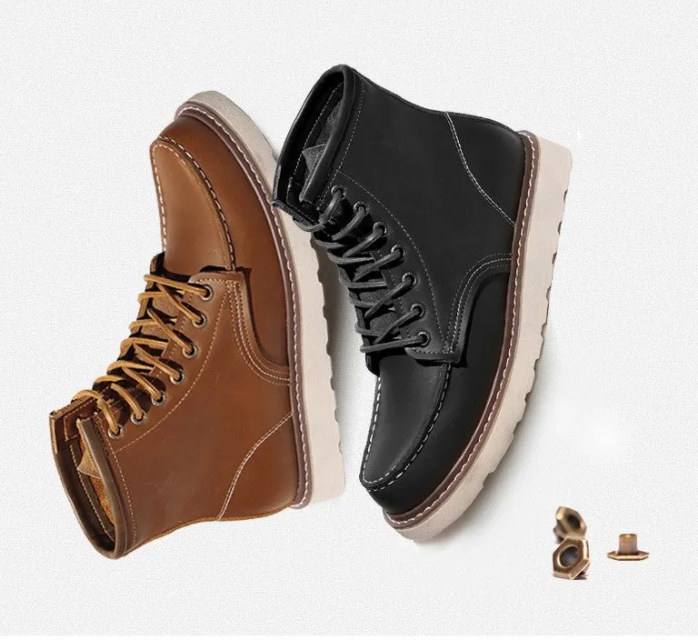 BOOPDO MESS DESIGN LEATHER HIKER BOOTS