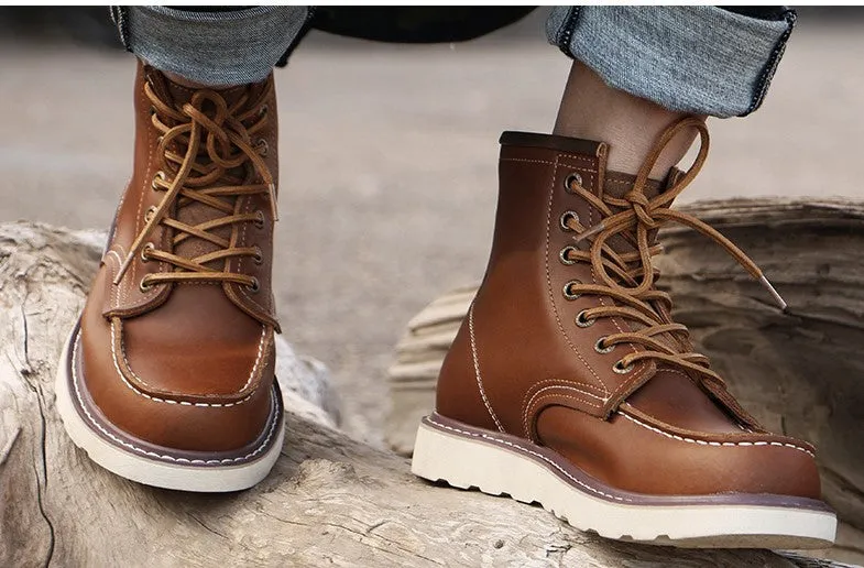 BOOPDO MESS DESIGN LEATHER HIKER BOOTS