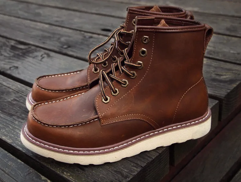 BOOPDO MESS DESIGN LEATHER HIKER BOOTS