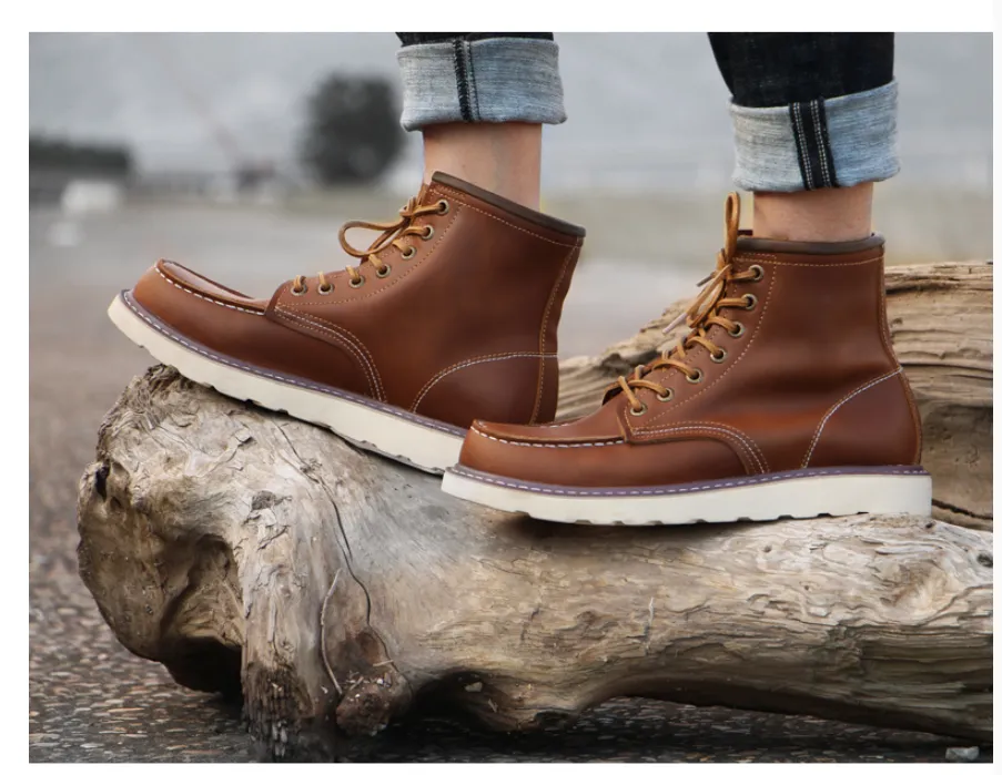BOOPDO MESS DESIGN LEATHER HIKER BOOTS