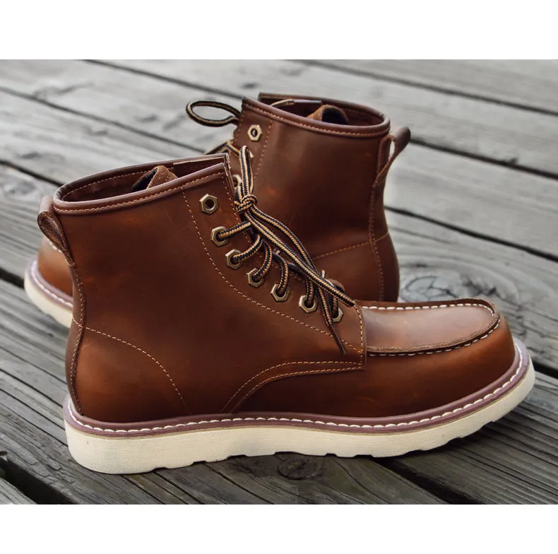 BOOPDO MESS DESIGN LEATHER HIKER BOOTS
