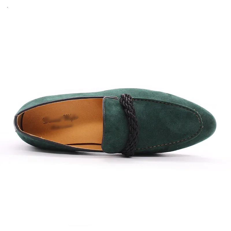 Braid Accent Suede Men Genuine Leather Loafers