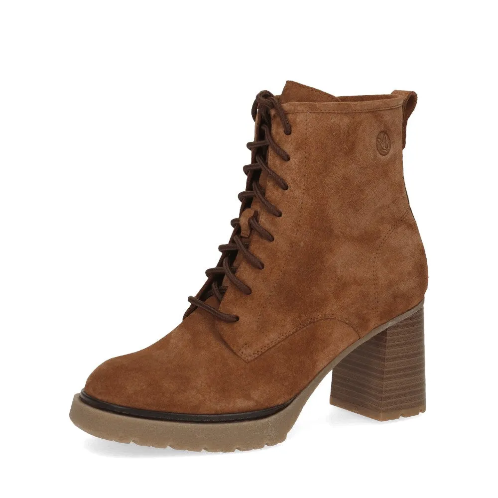 Caprice Cognac Suede Lace up ankle boots with Side Zip and Block heel. Only size 6.5 and 7.5