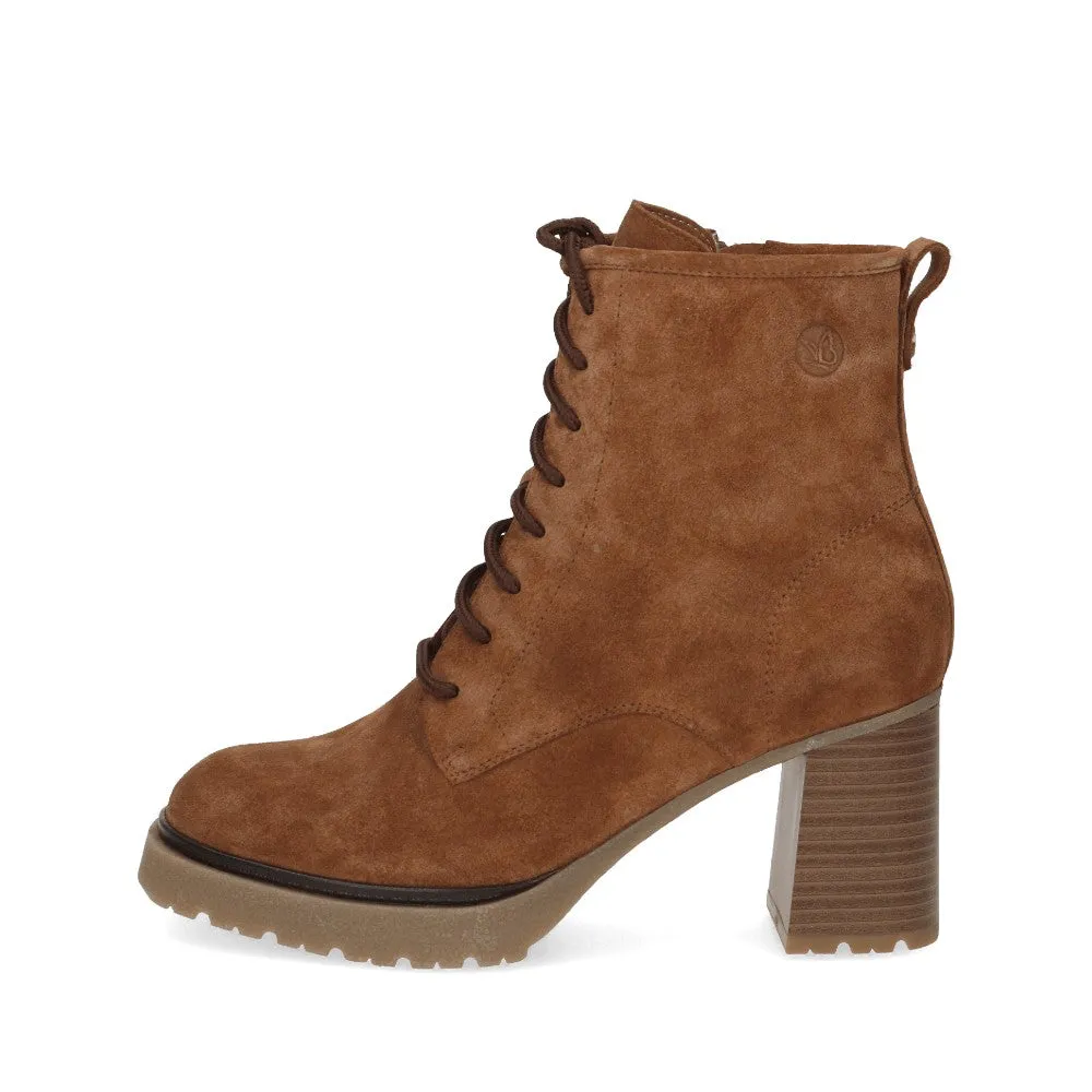 Caprice Cognac Suede Lace up ankle boots with Side Zip and Block heel. Only size 6.5 and 7.5