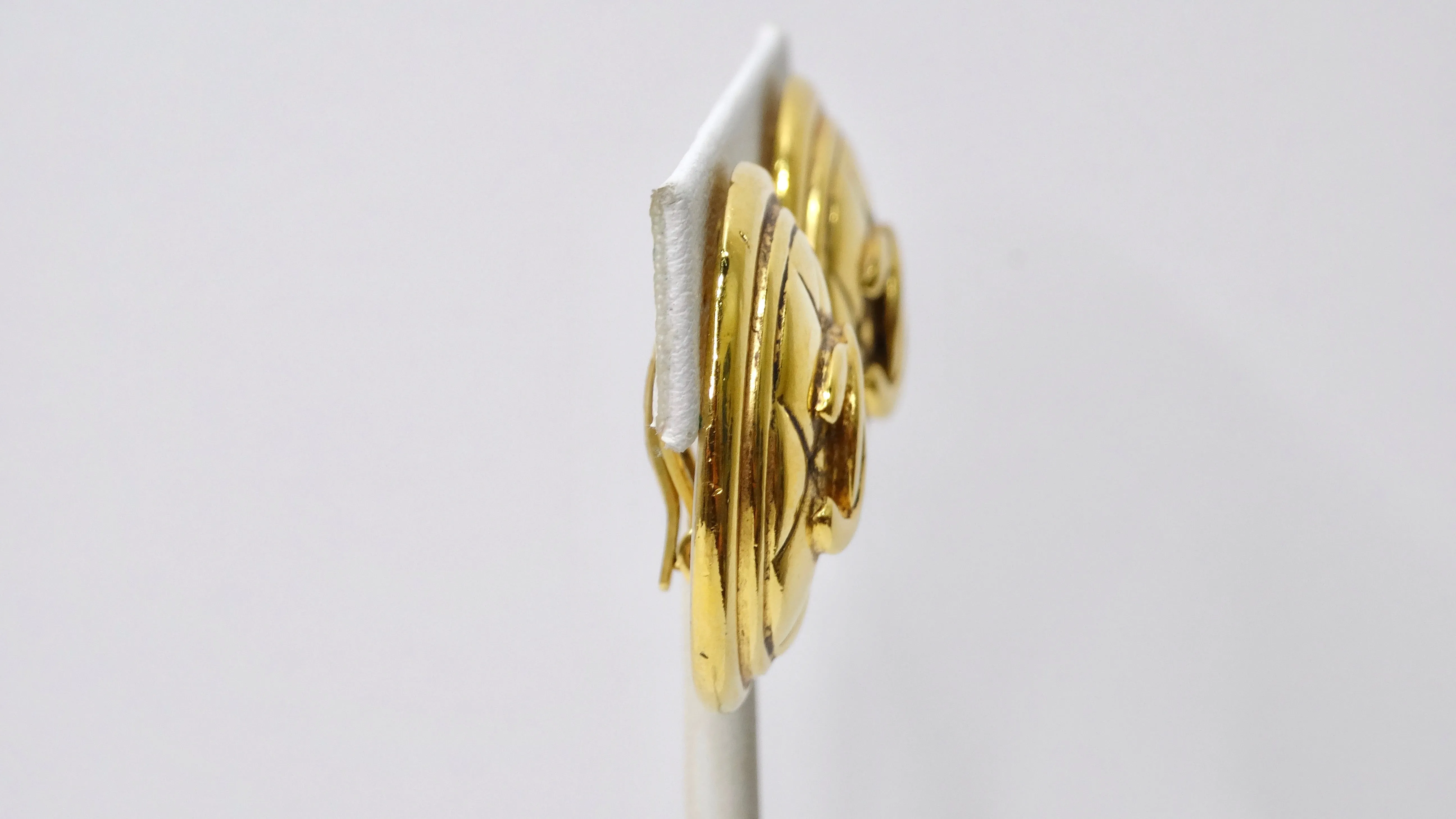 Chanel 1990's 'Quilted' Gold Earrings