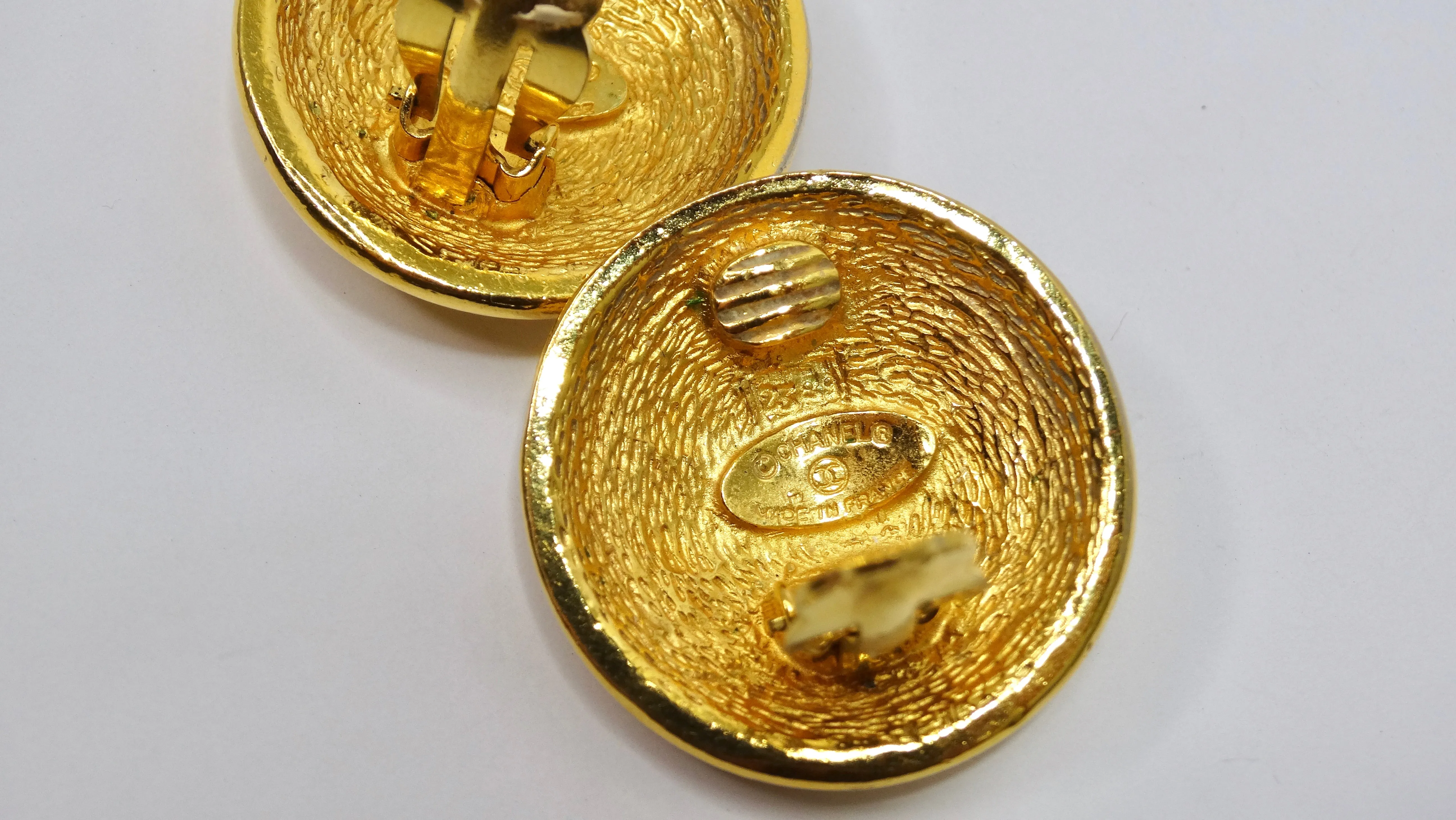 Chanel 1990's 'Quilted' Gold Earrings