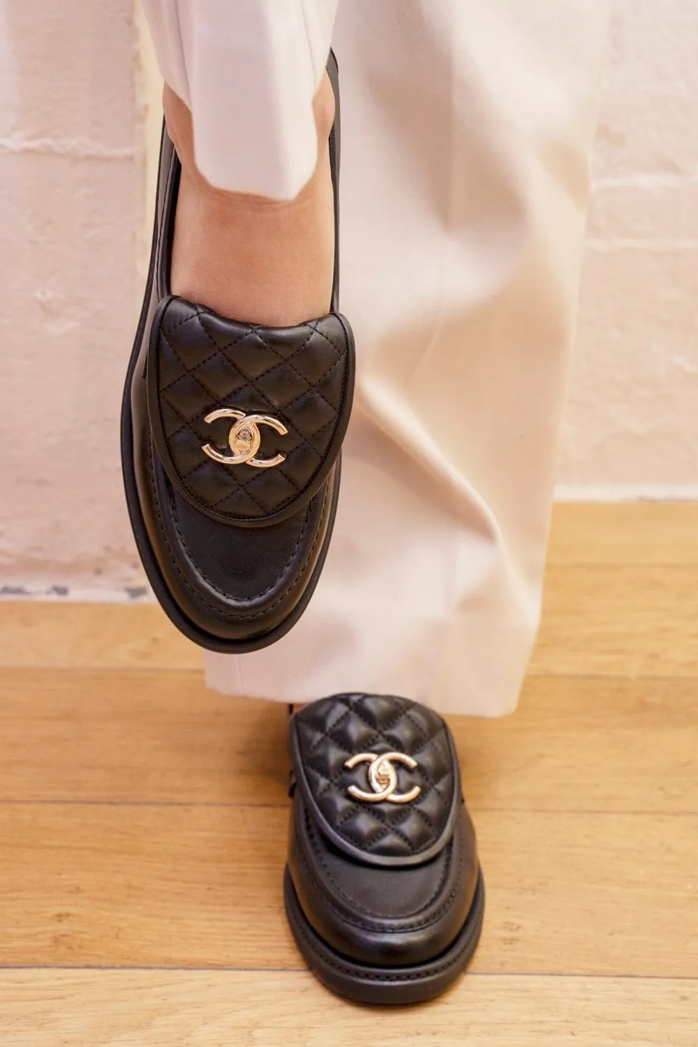 Chanel Black Lambskin CC Turnlock Quilted Loafers GHW - AGL1613