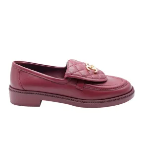 Chanel burgundy turnlock quilted loafers size 38 - AJC0273
