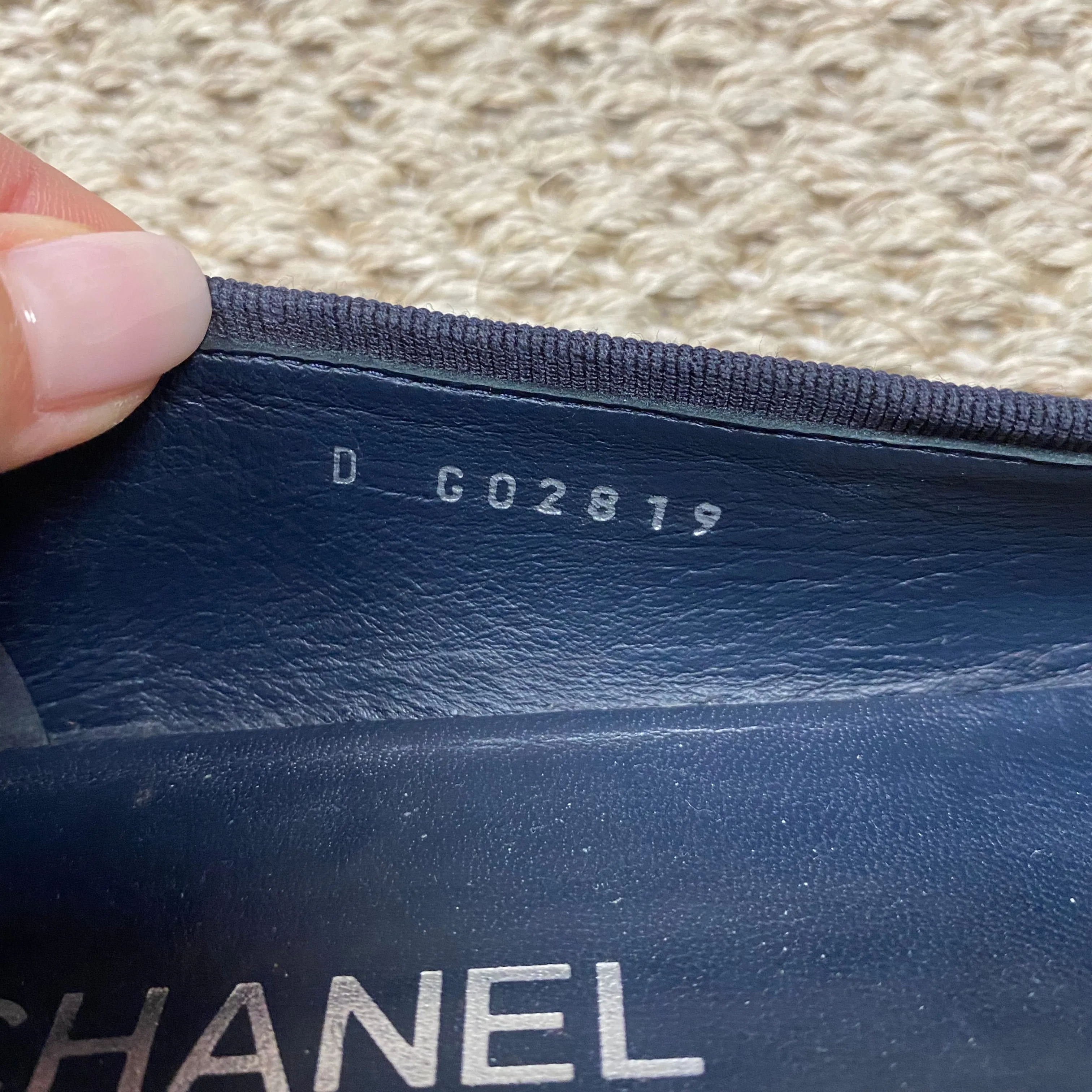 Chanel Navy Corduroy Ballet Flats