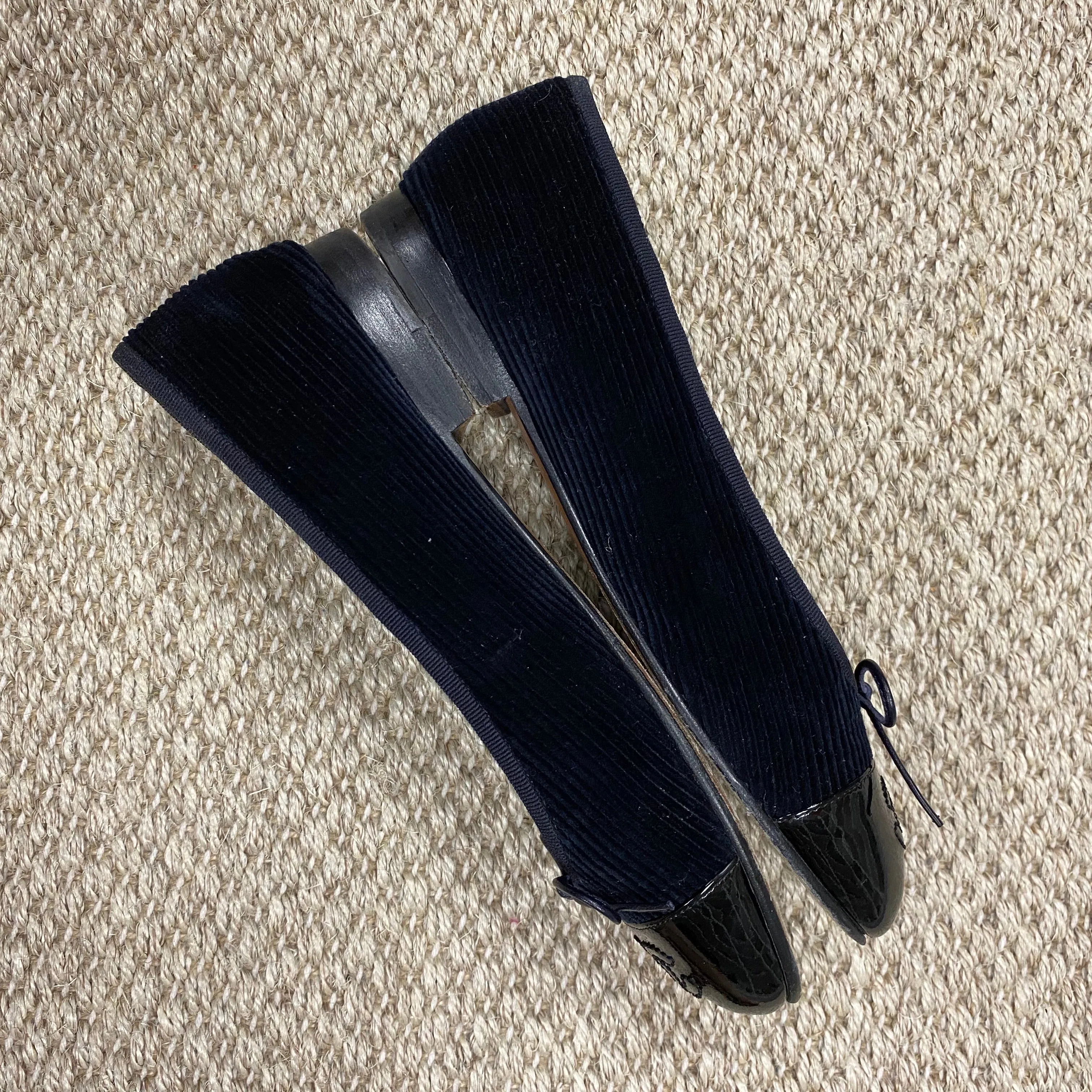 Chanel Navy Corduroy Ballet Flats