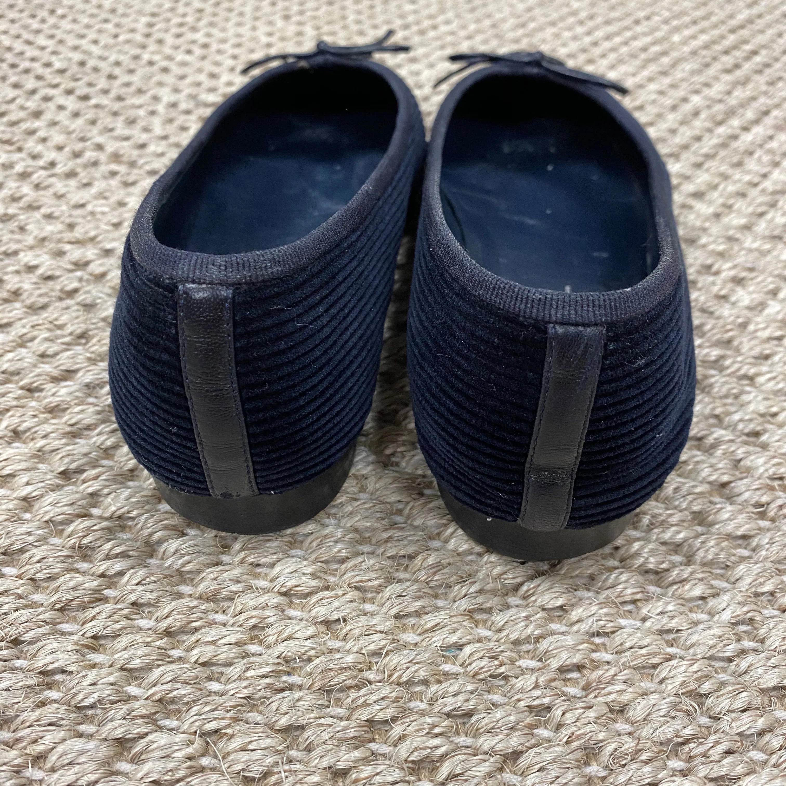 Chanel Navy Corduroy Ballet Flats