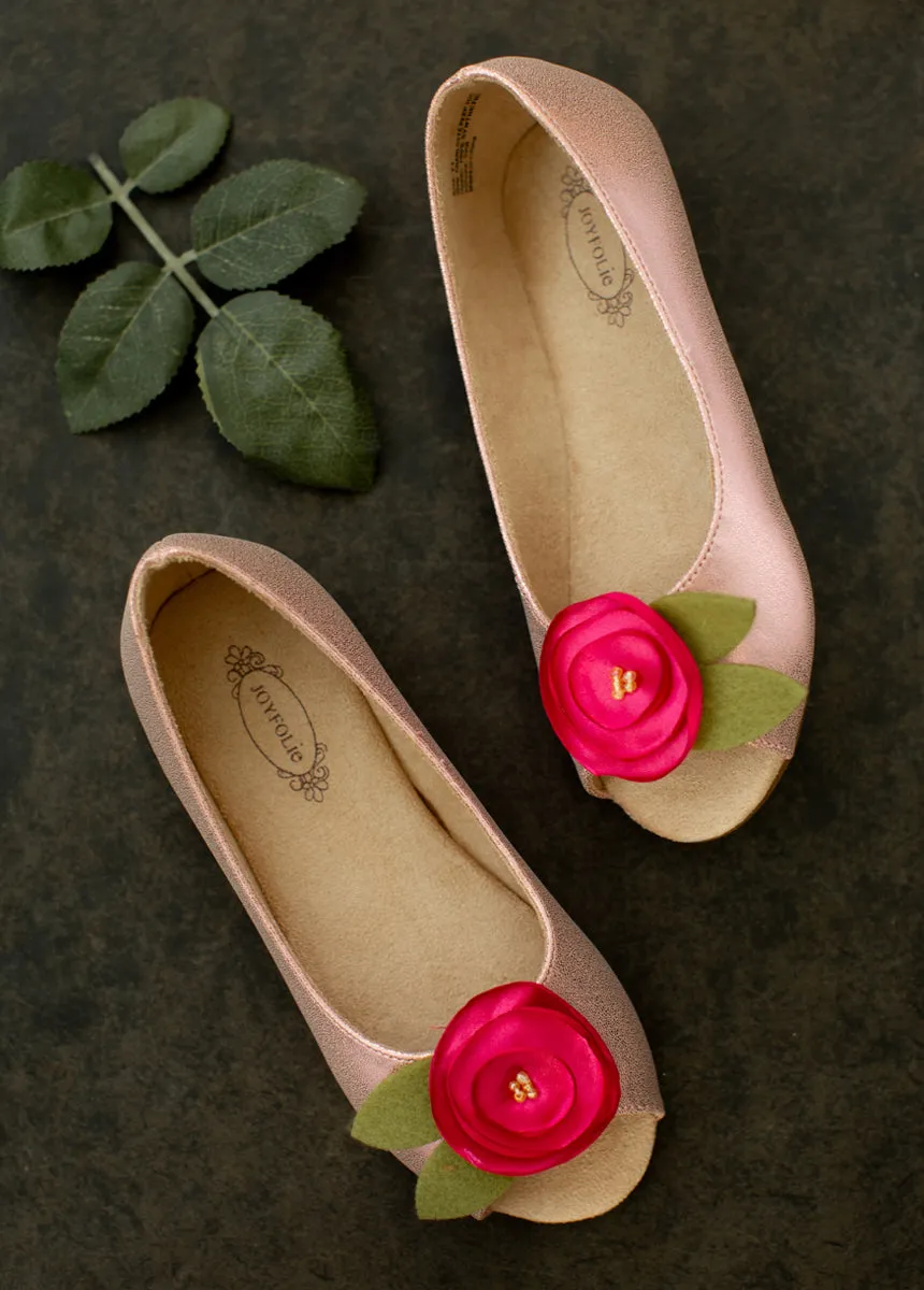 Charlotte Flower Girl Flat in Metallic Pink