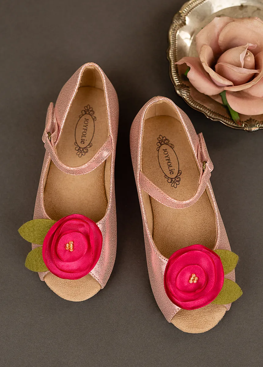 Charlotte Flower Girl Flat in Metallic Pink