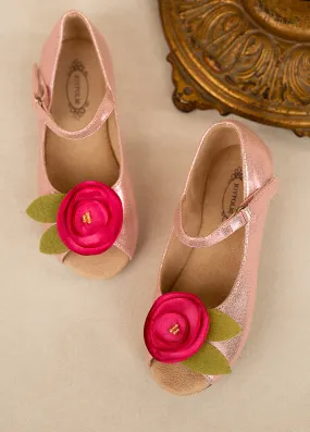 Charlotte Flower Girl Flat in Metallic Pink