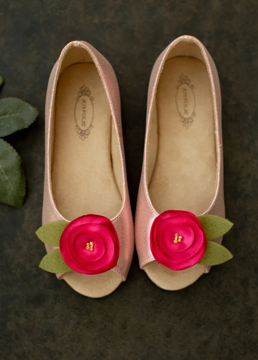 Charlotte Flower Girl Flat in Metallic Pink
