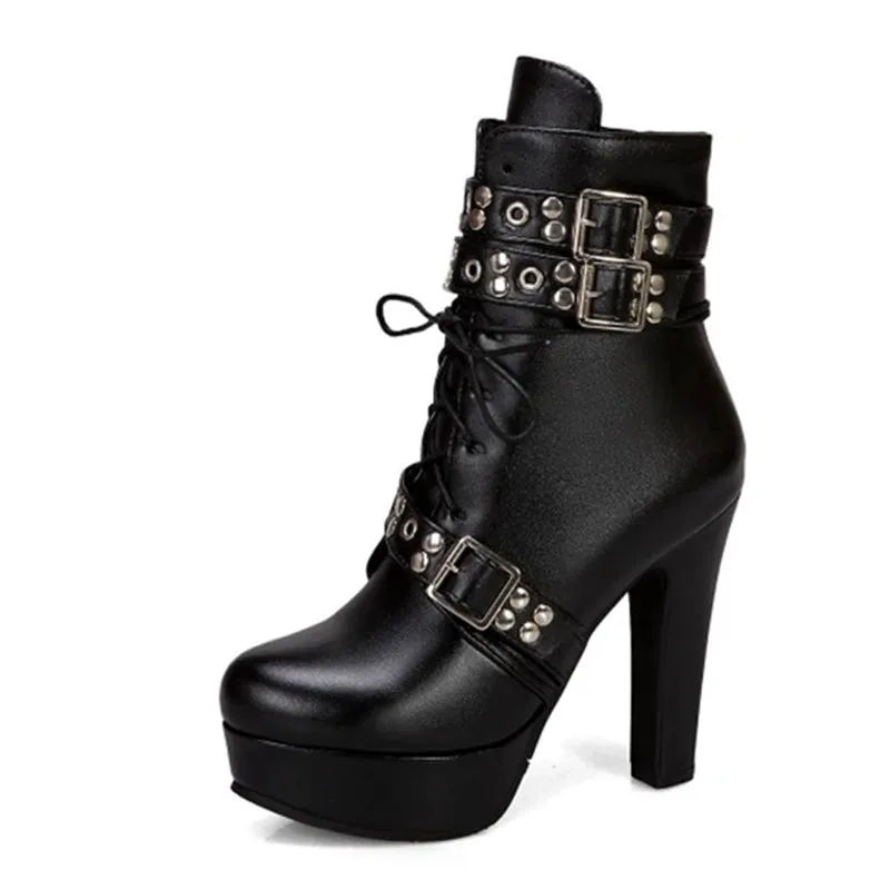 Chic Platform Boots with Buckle | Lace-Up Ankle Style