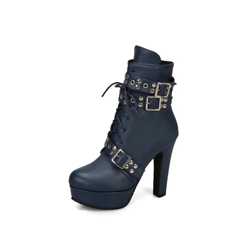 Chic Platform Boots with Buckle | Lace-Up Ankle Style
