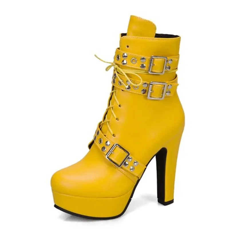 Chic Platform Boots with Buckle | Lace-Up Ankle Style